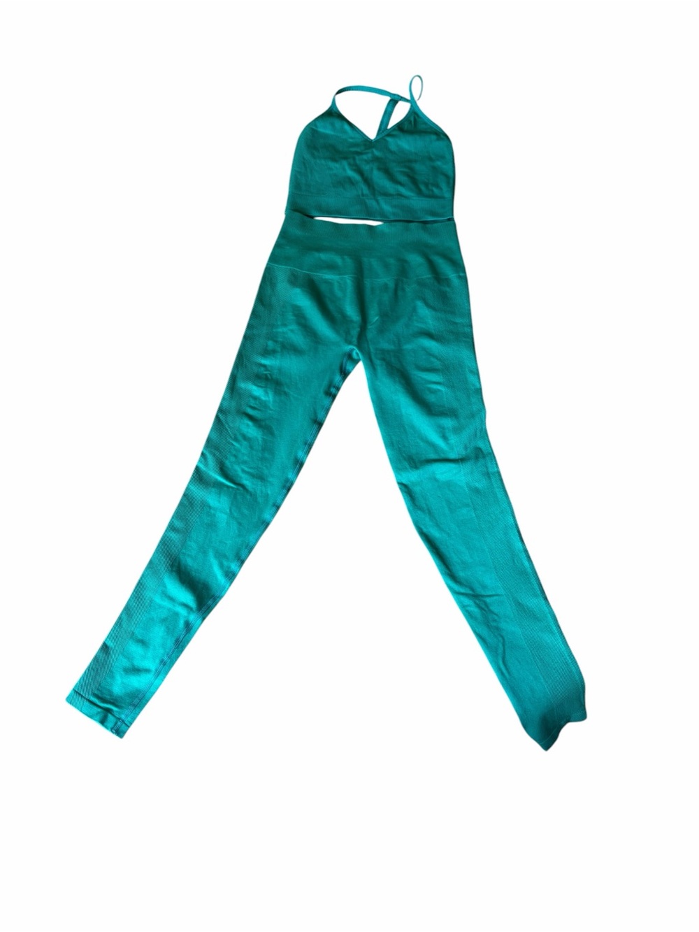 Teal Two-Piece Active Set - Crop Top & High-Waist Leggings spiritual gangster